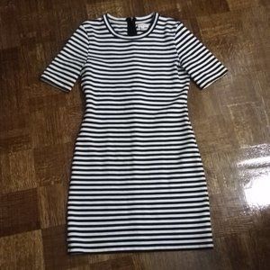 Black and White Striped Mini T Shirt Dress